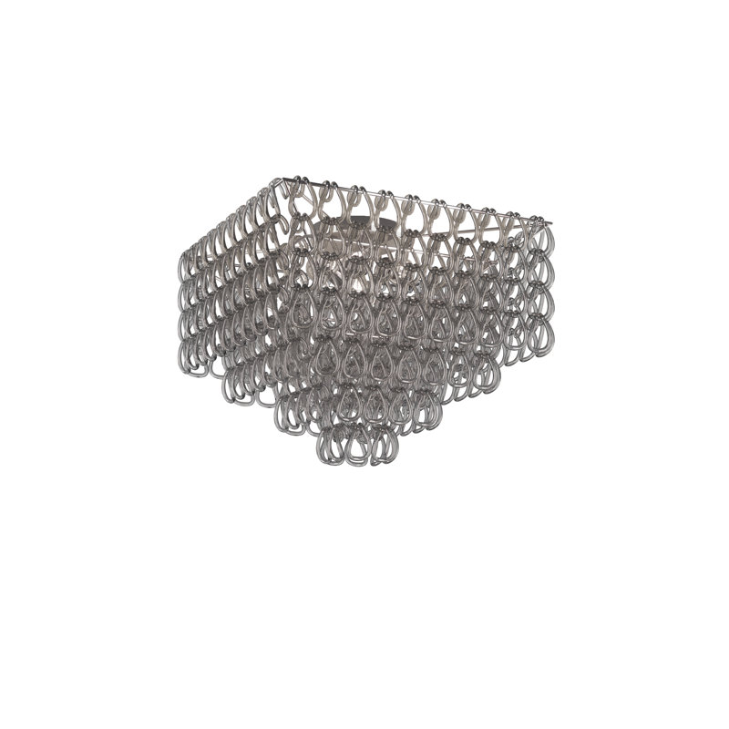 Minigiogali Ceiling Lamp 65Q White Glossy Chrome E26 Ul, Glossy Chrome, Crystal Smoky