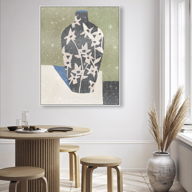 Noir Vase Canvas Abstract Print by Oliver Gal, Black Frame, 16 x 20, 31"H x 25"W, White Floater Frame
