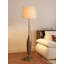 Lampe sur pied en bois massif et tissu chinois