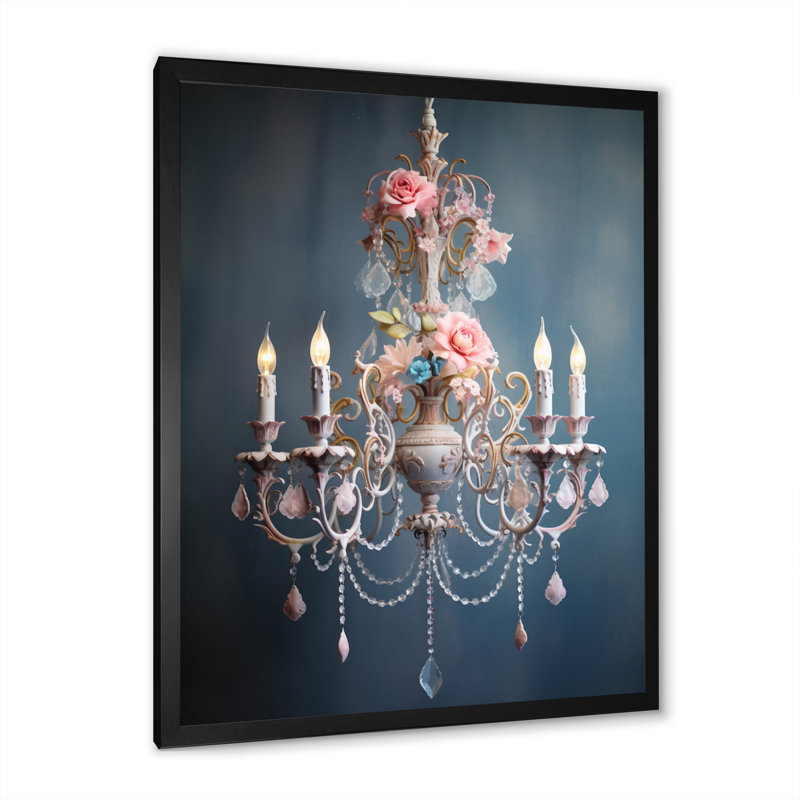 Termonde Chandelier Whispered Whimsy - lustre, reproduction d'art sur toile, Cadre photo noir, H 20 po x l 12 po x P 1 po