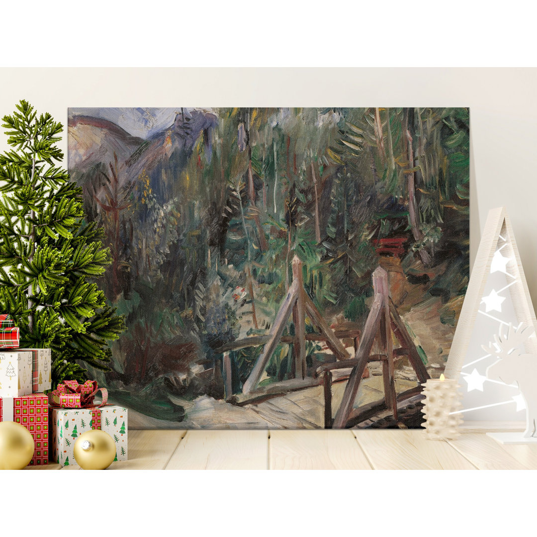 Forest Bridge Canvas Wall Art, Gallery Wrapped Matte Print, Ready to Hang, Landscape Painting, Archival Quality, Modern decor, Statement
