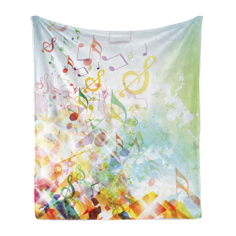 Ambesonne Music Note Fleece Throw Blanket Shattered Elements Multicolor, 50" W x 60" L