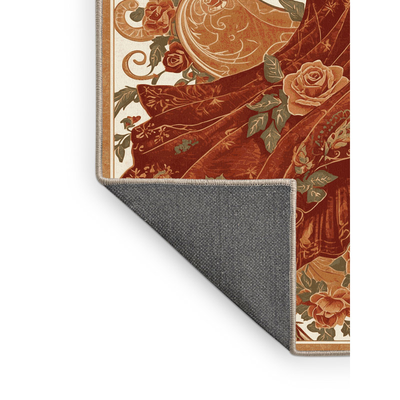 Tapis floral doux et moelleux à motif floral brun et beige Jamarcus, 8 x 10
