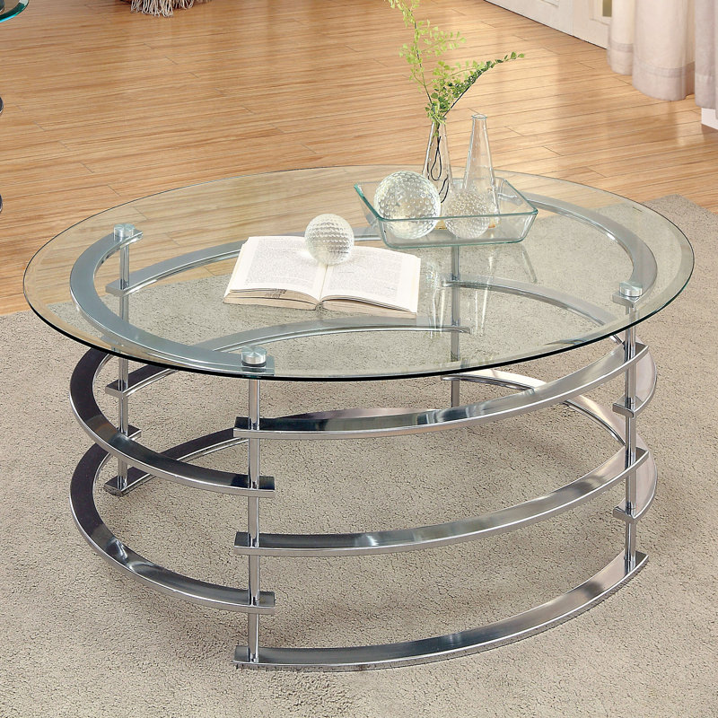 Scylla Glass Top Coffee Table, Chrome