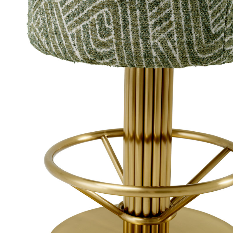 Carleton Upholstered Bar Stool with Metal Frame, Camari Green, Bar Stool (30.71" Seat Height)