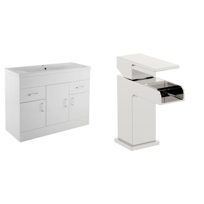 VeeBath Sobek 1000mm Vanity Sink Unit & Waterfall Basin Mixer Tap