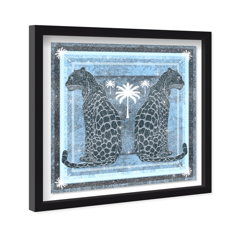 Casablanca Leopardo Reverse Shadowbox Animals Print by Oliver Gal, Black Frame, 12 x 12, 41.5"H x 41.5"W, Black Frame