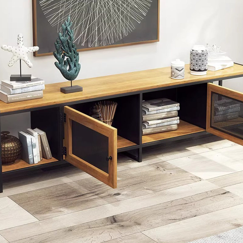Burlywood Solid Wood TVStands, 17.72"H x 59.06"L x 15.75"W
