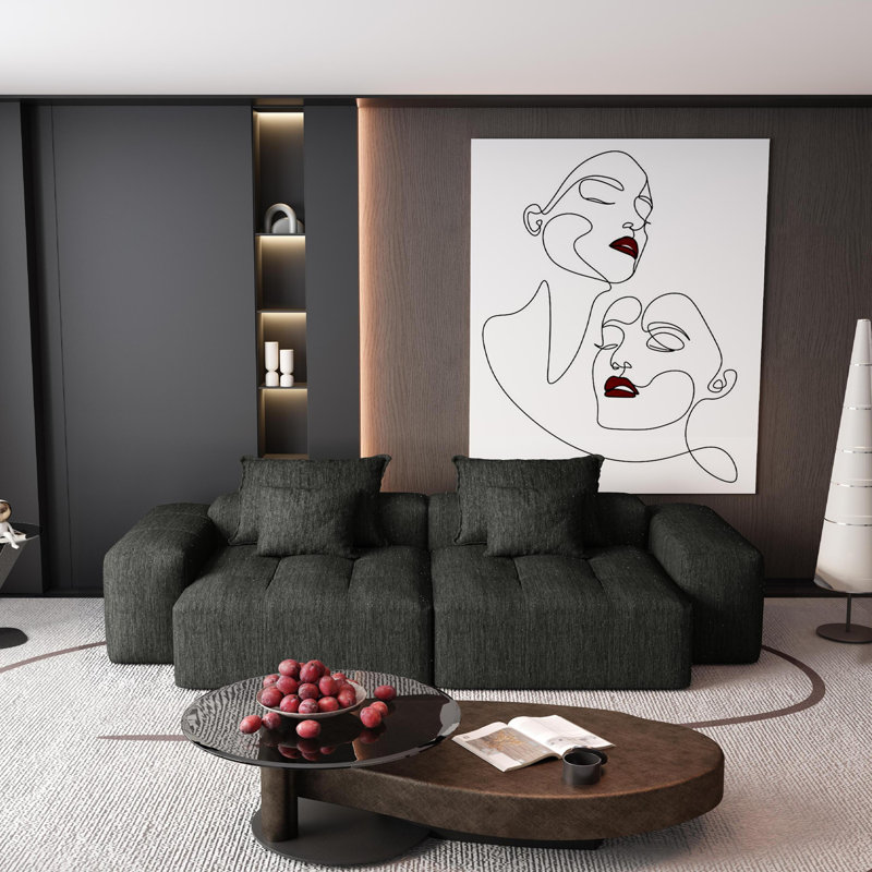 Boneless Modern Oversized Modular Sectional Sofa, Black