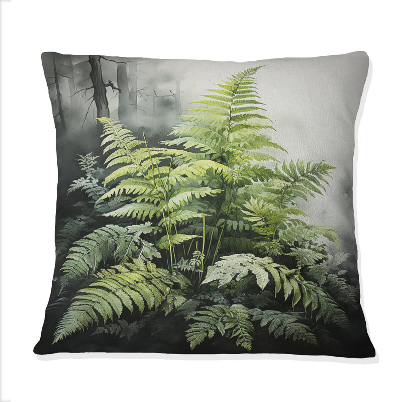 Coussin décoratif vert et noir Ferns Dynamic Contrast I - Ferns