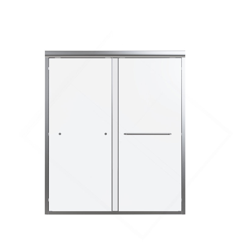 Élégante porte de douche coulissante semi-sans cadre pour améliorer la salle de bain, Nickel