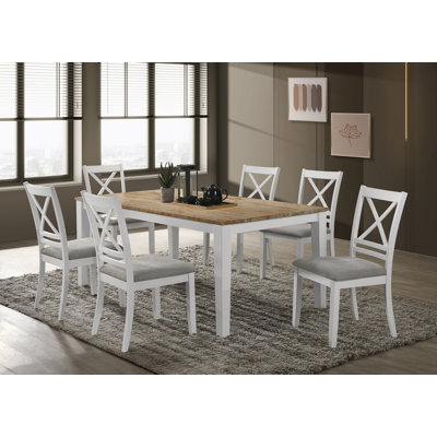 Caen 7-piece Rectangular Dining Table Set Brown and White