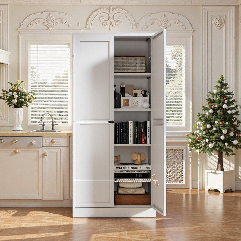 Organisateur de garde-manger à hauteur réglable de 61 pouces à 4 tablettes avec rangement pour garde-manger d'une capacité de 110 lb