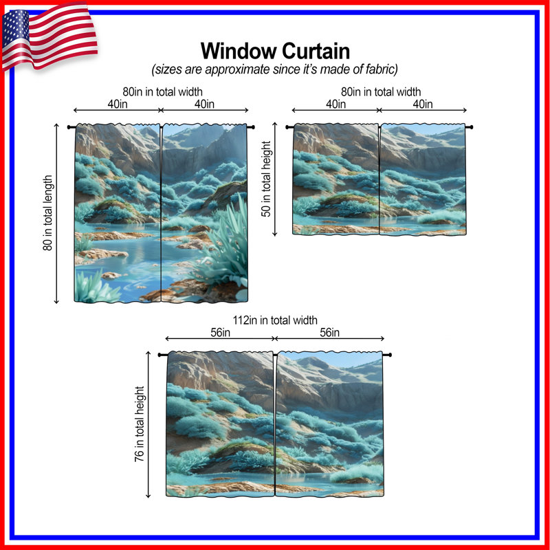 Rideaux de fenêtre Mountain River, 56 po x 76 po - 2 panneaux, Transparent