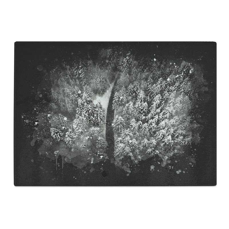 Tempered Glass in a Winter Forest Chopping Board, 28.5 cm x 39 cm