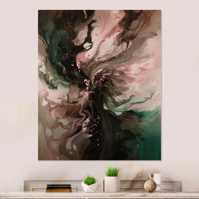 Décoration murale géométrique moderne en métal rose et vert Inner Worlds of Marble II