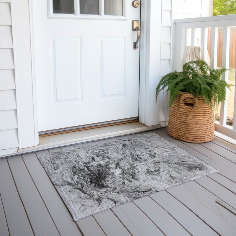 Alfonzo Washable Abstract Indoor / Outdoor Rug, Rectangle 1'8" x 2'6"