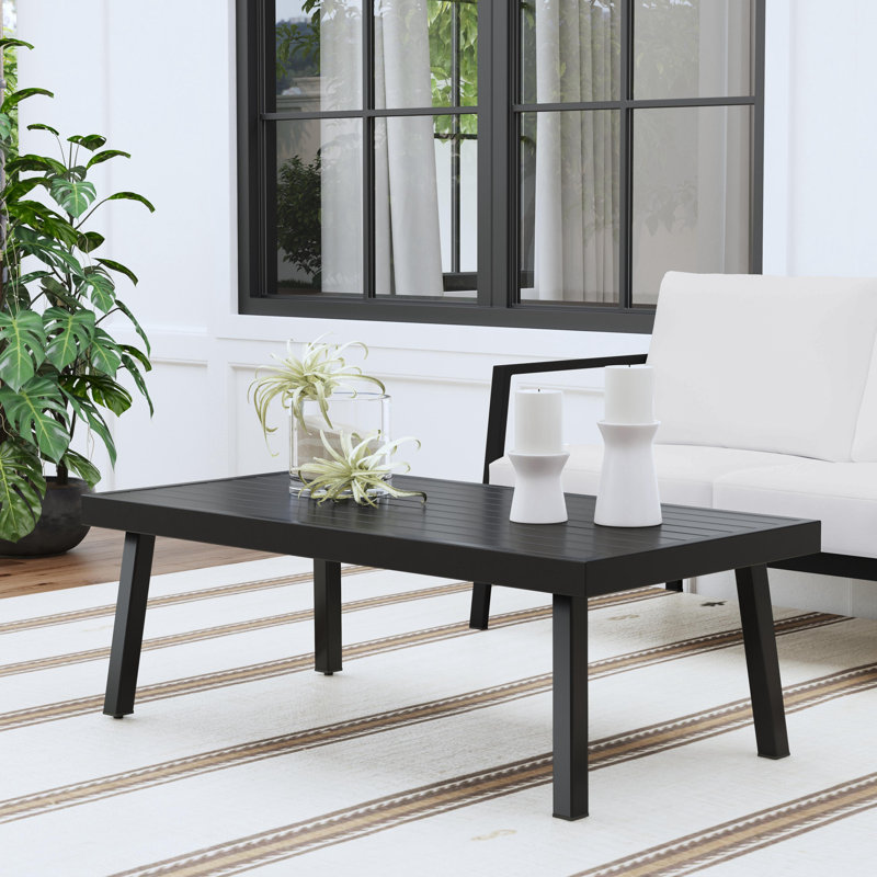 Table basse d'extérieur en aluminium Armando, Noir, noir, noir, noir