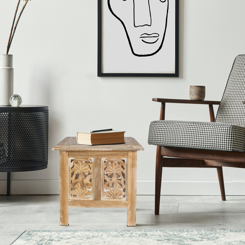 Abbey End Table, Natural, 39cm H x 38cm W x 38cm D