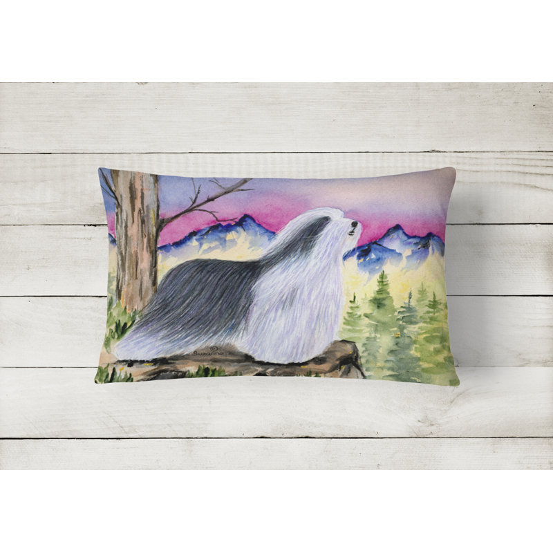 Bearded Collie Outdoor Reversible Throw Pillow