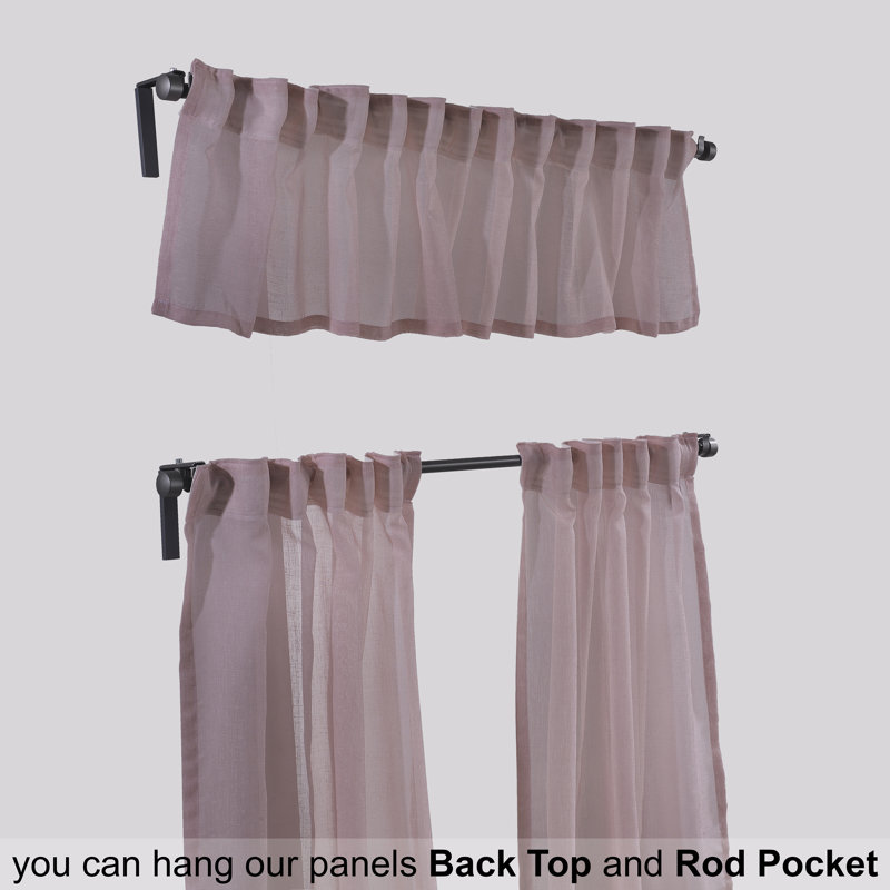 Tailored Kitchen Curtain, 24" W x 40" L, Pink