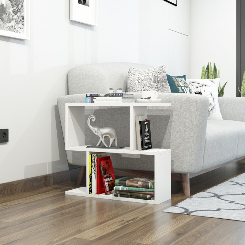 Table de bout avec tablette de rangement Achiles, Blanc, 21.8" H x 19.7" W x 6.9