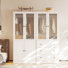 Armoire moderne 20 po x l 63 po x H 71 po avec portes à fermeture douce - garde-robe en verre cannelé avec tablettes et tiroirs