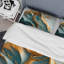 Ensemble de housse de couette en microfibre / polyester à motif abstrait feuilles bleues et dorées III-724788293