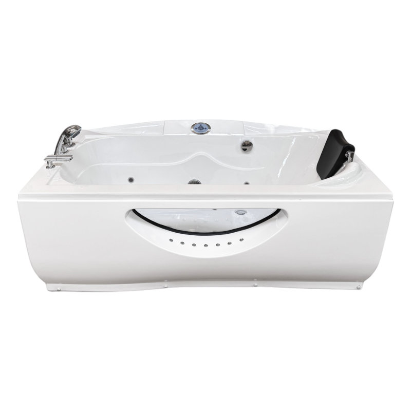 PARIS 67" x 35.5" White Whirlpool Bathtub with Heater & 11 Jets