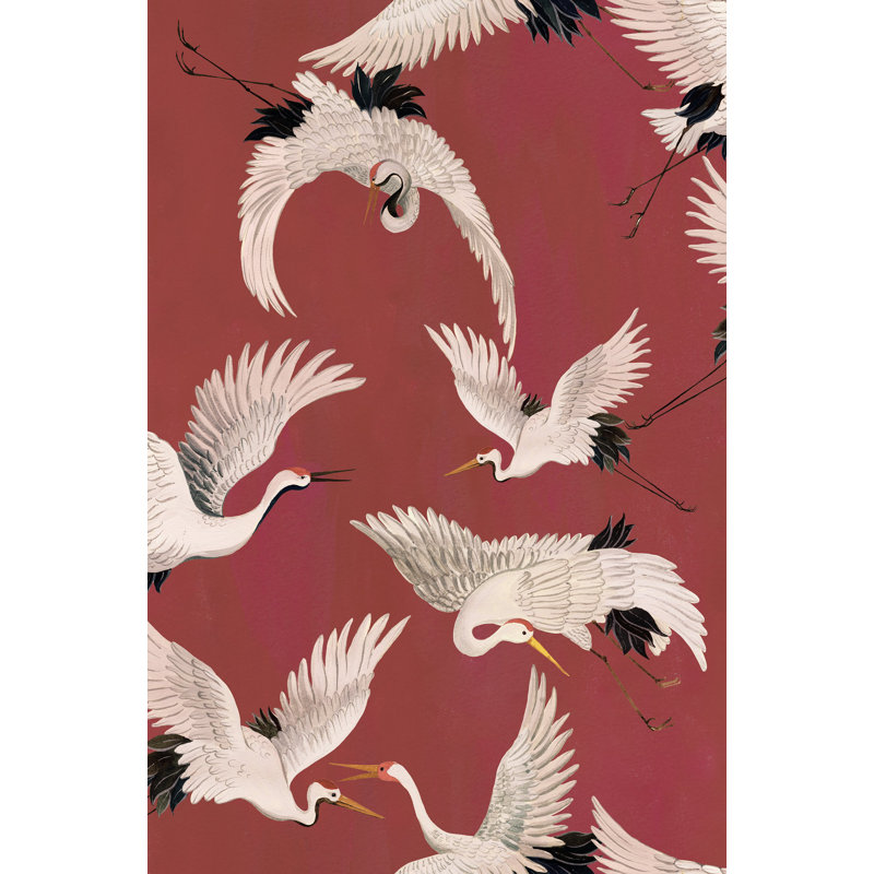 Galerie Designer Walls Cranes Wallpaper, Red
