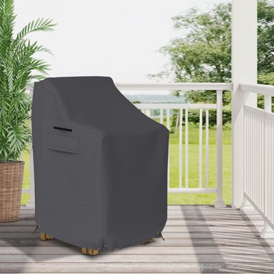 Housse de chaise de patio empilable, housse de mobilier d'extérieur imperméable robuste avec cordon, boucles, évent, tissu durable (noir, l 36 po x P 28 po x H 47 po)