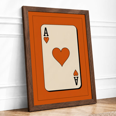 Ace of Hearts Minimalist 1 Piece Single Picture Frame Wall Art