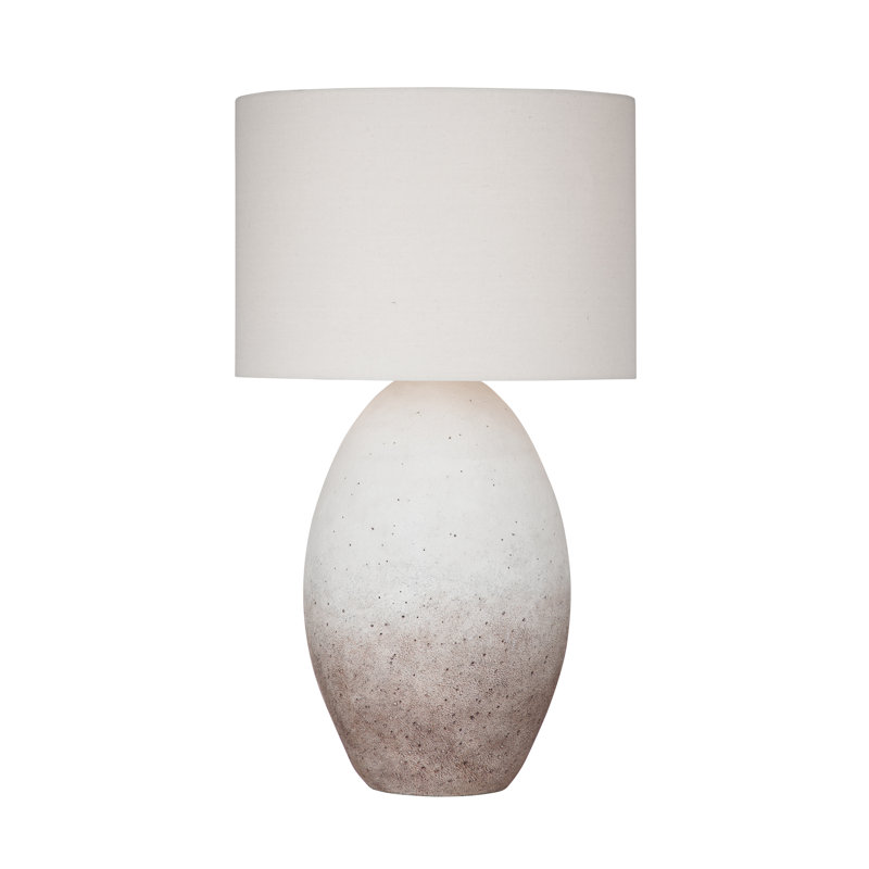 Calder Cream & Mauve Urn Table Lamp with Beige Linen Drum Shade, Boho