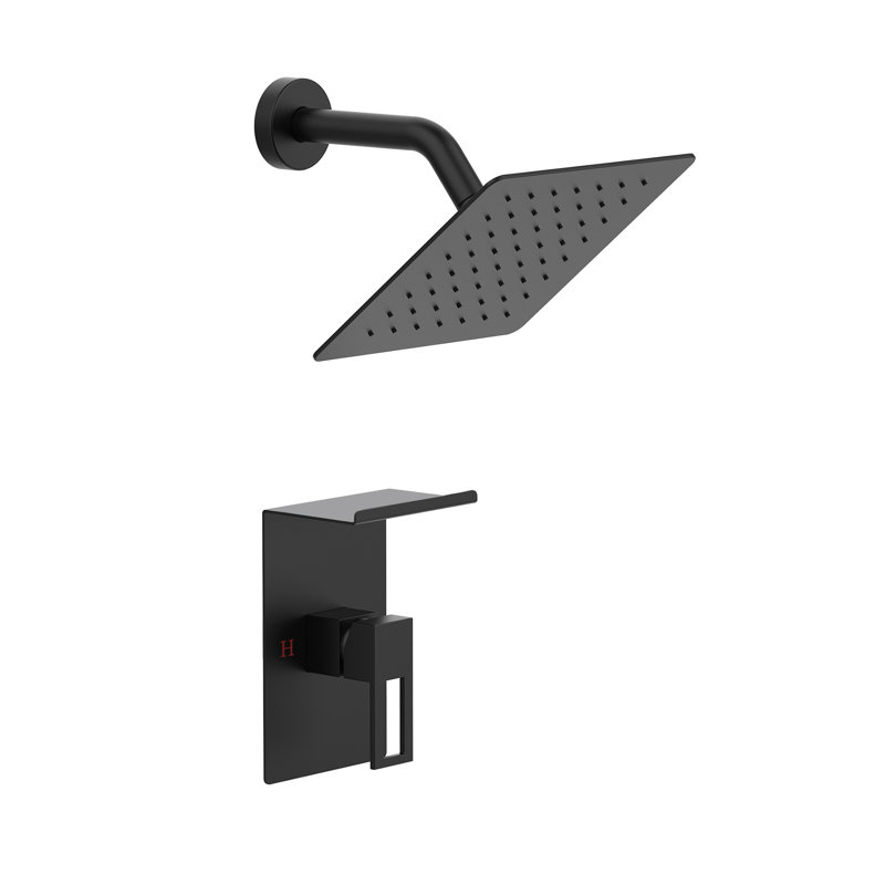 Topcraft 8-Inch Square Rainfall Shower System, Matte Black
