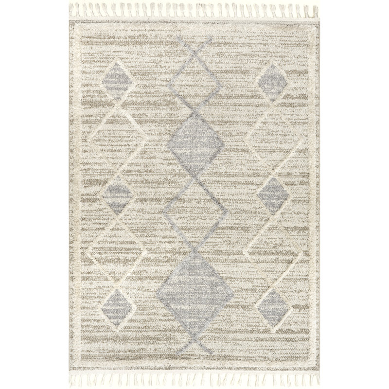 Tapis marocain blanc pour le salon, la chambre à coucher et la salle à manger, Rectangle 4 pi x 6 pi