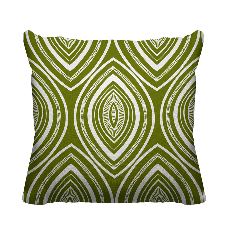Gateson Abstract Outdoor Reversible Throw Pillow, 17" x 17", Chartreuse, Square