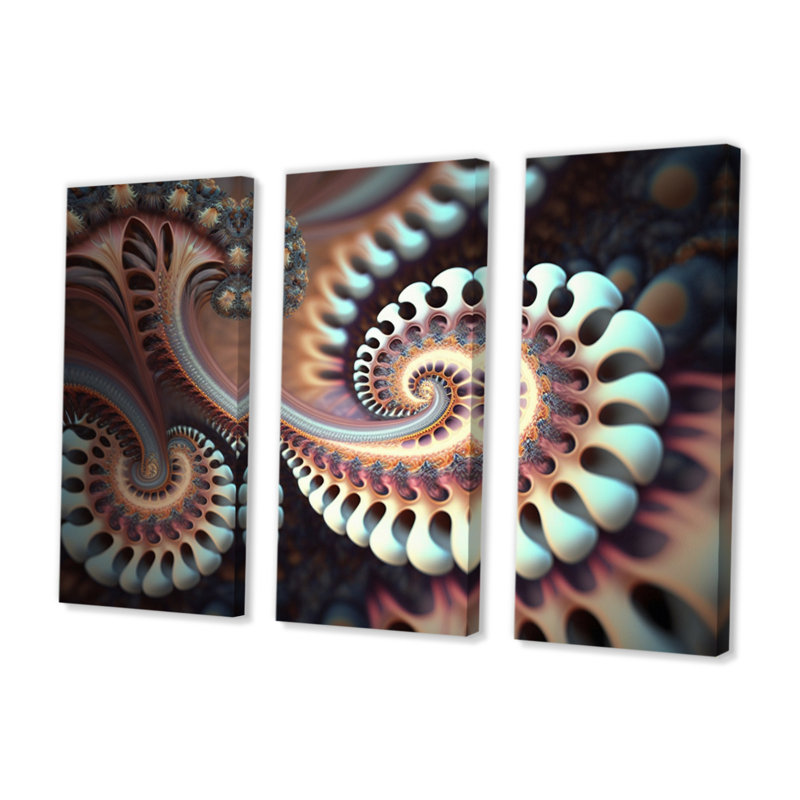 «Pastel Fractal Infinity II», reproduction sur toile 3 pièces, H 28 po x l 36 po x P 1 po, Toile tendue