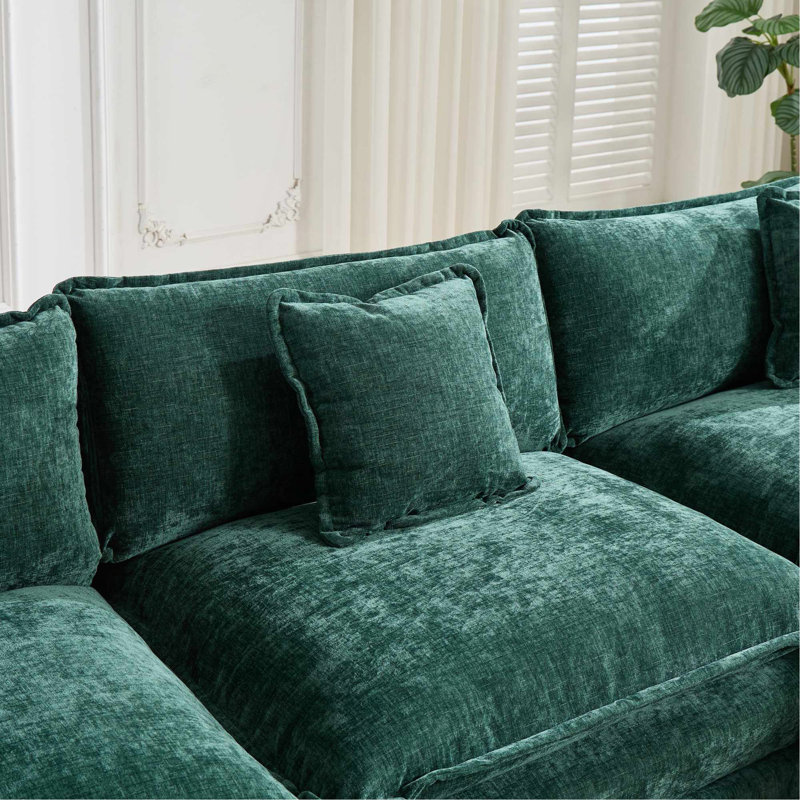 Modern Cloud Sofa LoveSeat, Green, 2, 33.1" H x 78" W x 35" D