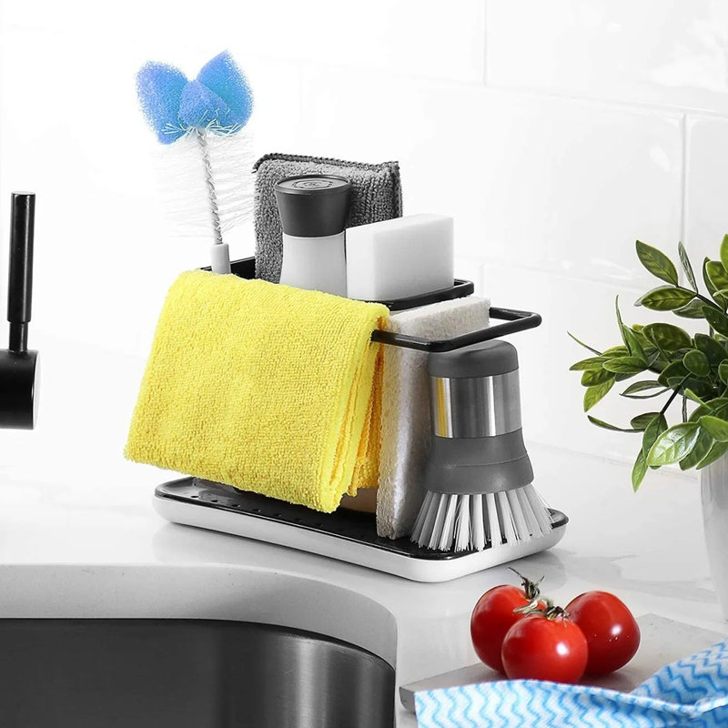 Genata Plastic Sink Caddy, Black/White