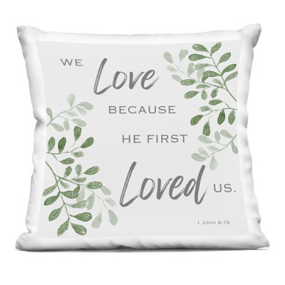 Stupell Industries He First Loved Botanicals Decorative Printed Throw Pillow, Design By Marcus Prime In Green