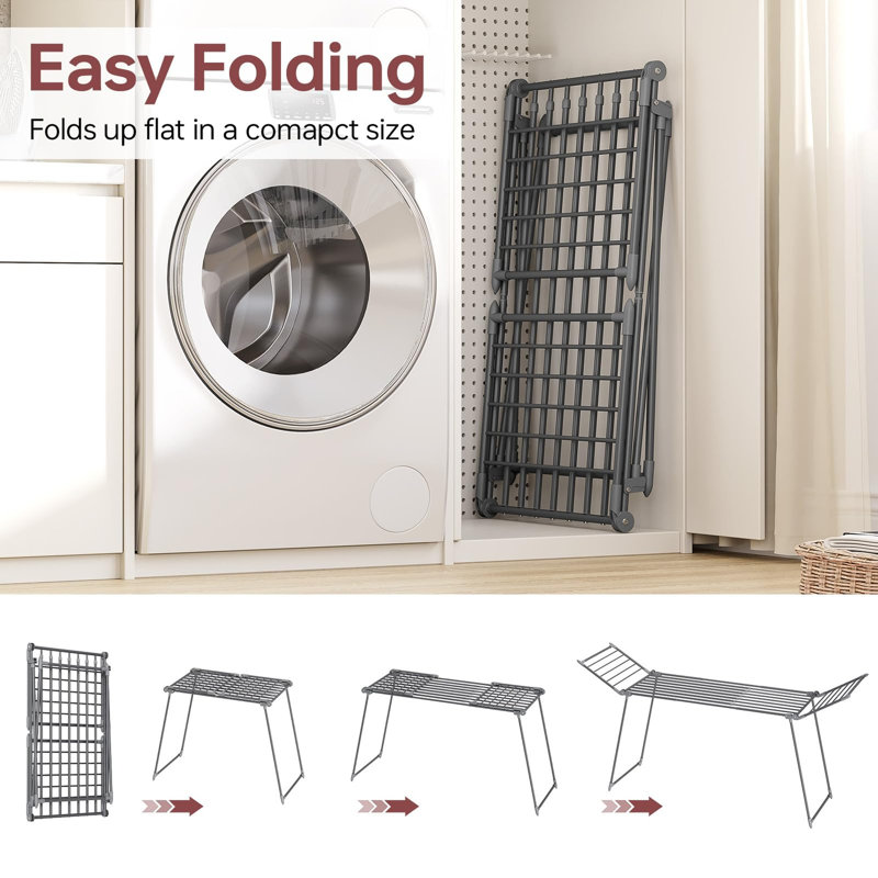 Winged Clothes Drying Rack, Grey
