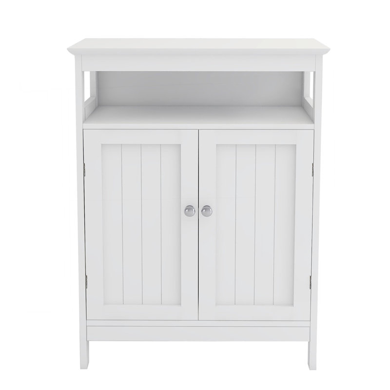 Bathroom Standing Storage With Double Shutter Doors Cabinet-White