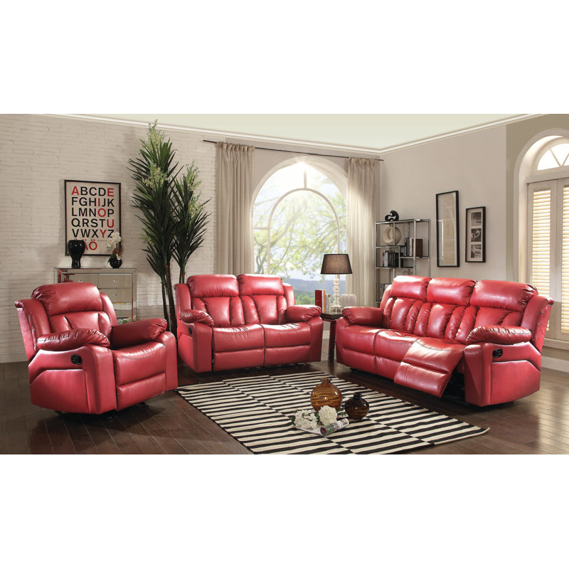 Mowery Daria Faux Leather Dual Reclining Sofa, White Faux Leather, 41'H x 85"W x 37"D