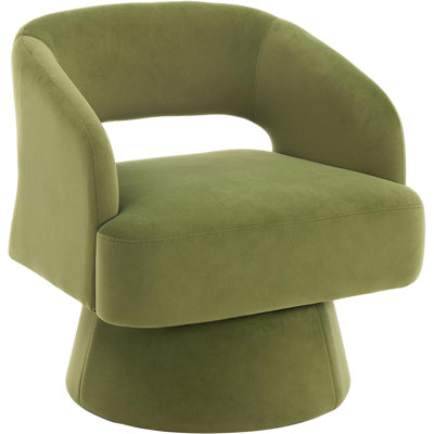 Fauteuil d'appoint pivotant à 360 ° en velours, baril à dossier ouvert avec mousse moelleuse pour le bureau du salon