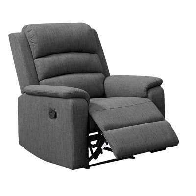 Dark Gray Burlap Fabric Living Room Recliner, Modern Style, Motion Characteristic, Cushioned Seat And Armrest Manual Recliner Chair In Fabric, With Cushion, For