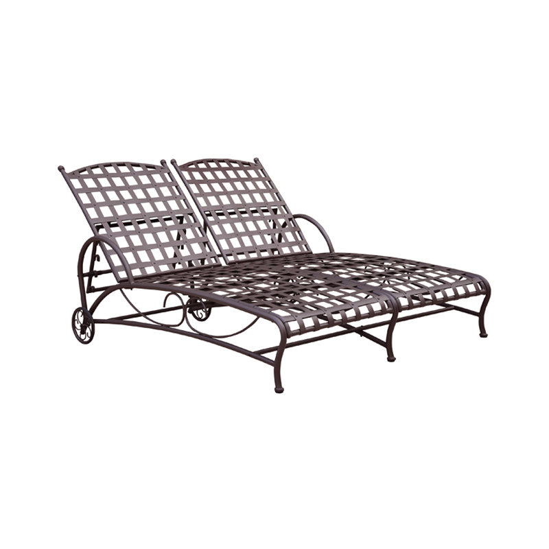 Chaise longue inclinable double Arifa, Brun rustique