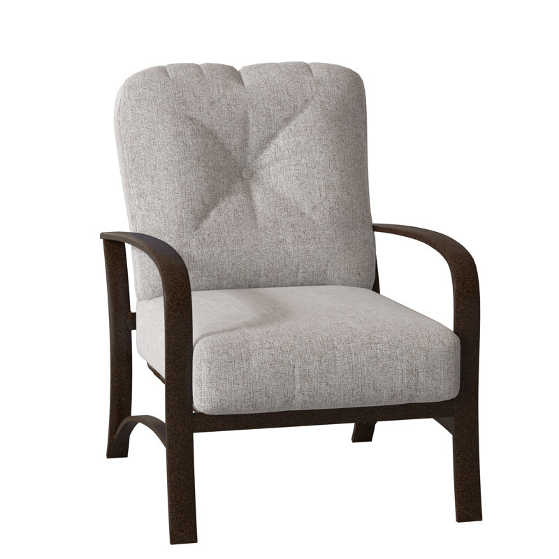 Fremont Outdoor Lounge Chair, Canvas Heather Beige Sunbrella® Canvas, Chestnut Brown