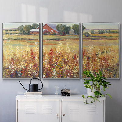 «Country View I», peinture sur toile 3 pièces