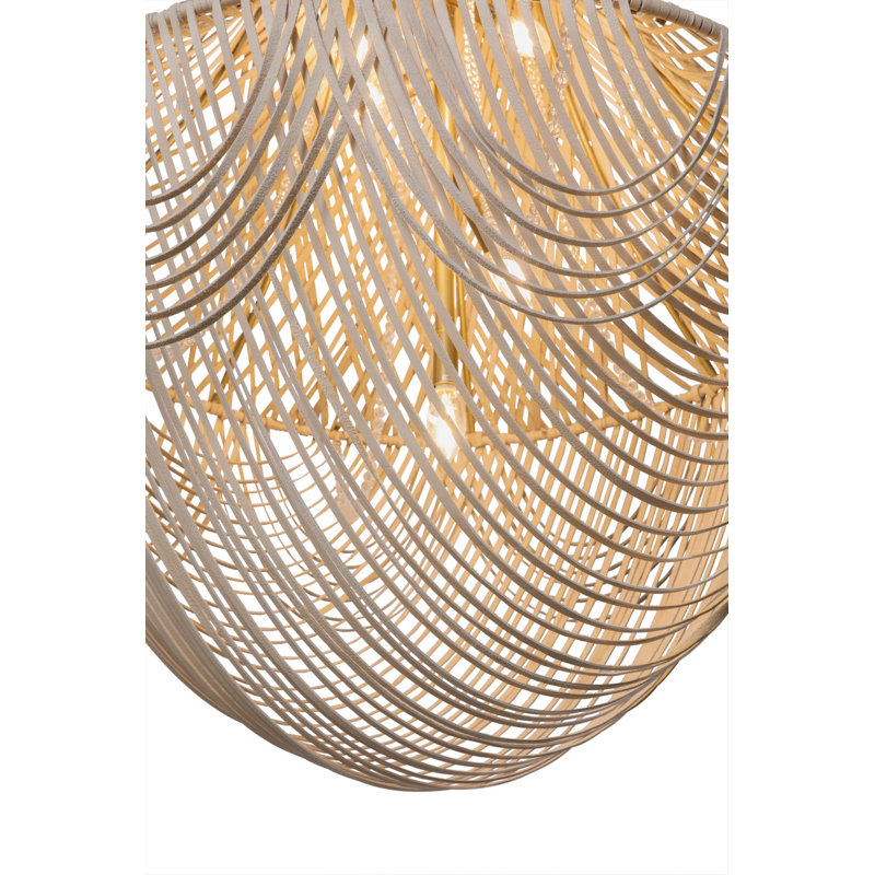 Large Leather Fringe Chandelier, Cream