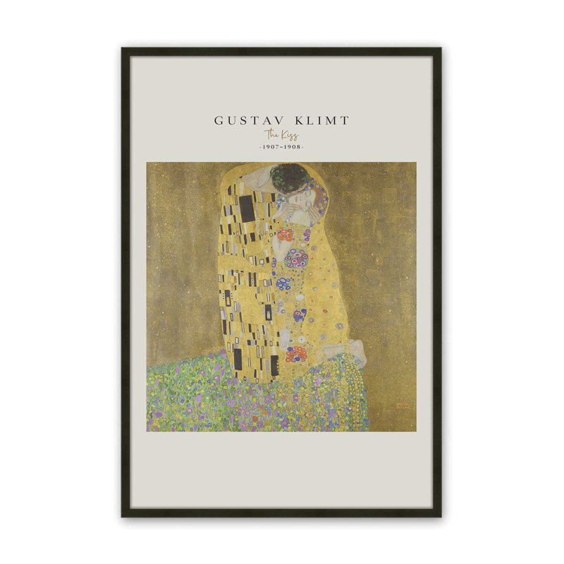 «The Kiss» par Klimt v2, reproduction encadrée, H 17 po x l 13 po x P 1,25 po, Reproduction encadrée sans passe-partout